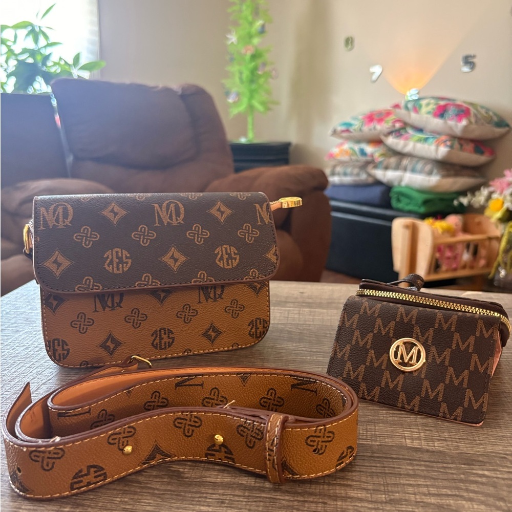 Monogram Crossbody Bag and Wallet Set